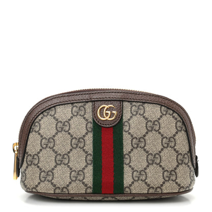 Gucci GG Supreme Monogram Textured Calfskin Web Medium Ophidia Cosmetic Case Beige Ebony New Acero 1 of 7