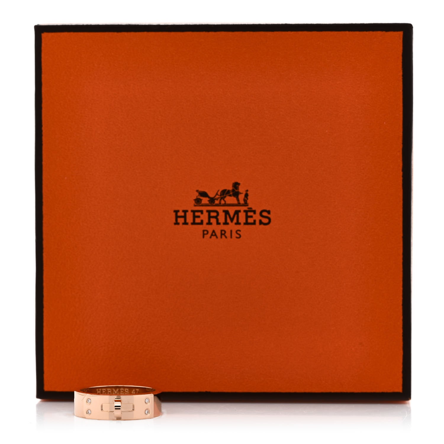 Hermes 18K Rose Gold Diamond PM Kelly Ring 53 6.5 5 of 5