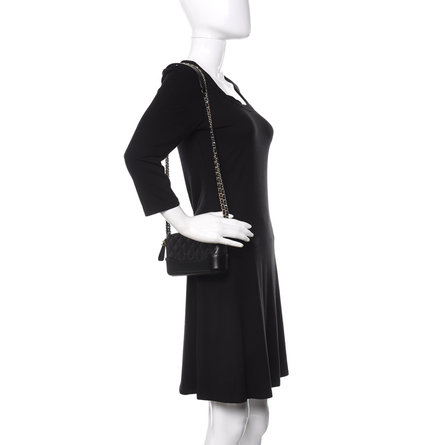 Chanel Aged Calfskin Quilted Small Gabrielle Clutch With Chain Black 2 of 11