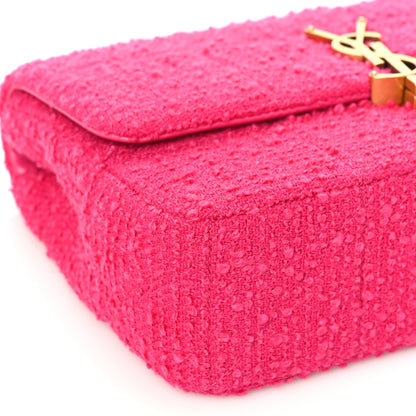 Saint Laurent Boucle Tweed Patchwork Monogram Medium Jamie Baguette Magenta 7 of 8