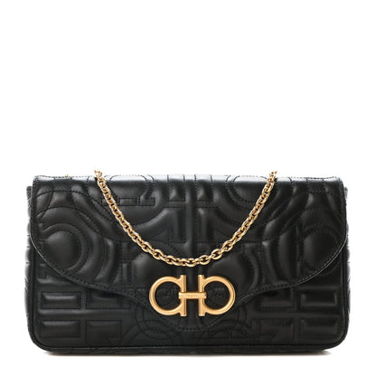 Salvatore Ferragamo Calfskin Quilted Gancini Mini Bag Black 1 of 10