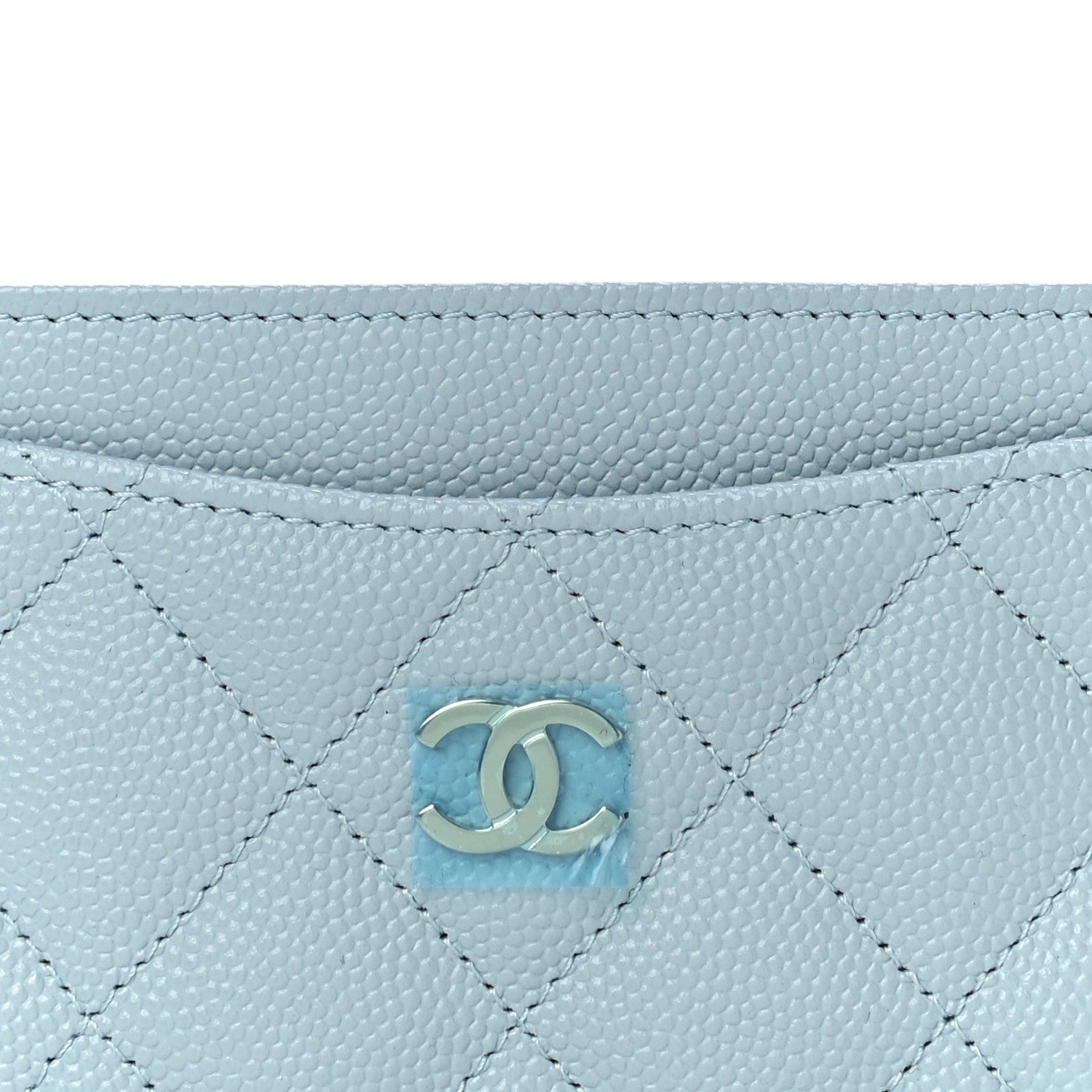 Chanel Caviar Quilted Card Holder Light Blue 9 of 13