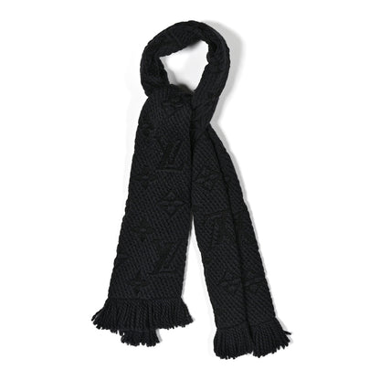 Louis Vuitton Wool Silk Logomania Scarf Charcoal Grey 1 of 4