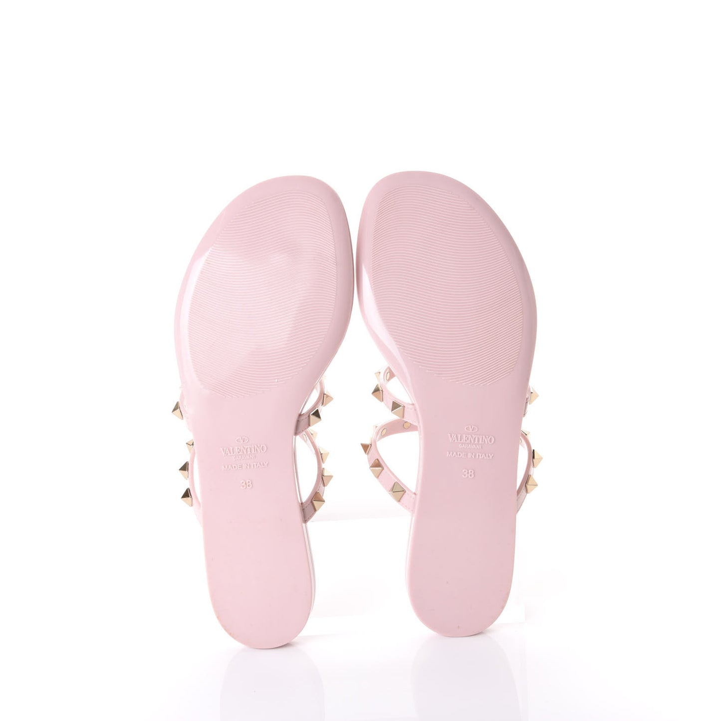 PVC Jelly Rockstud Caged Flat Thong Sandals 38 Water Rose