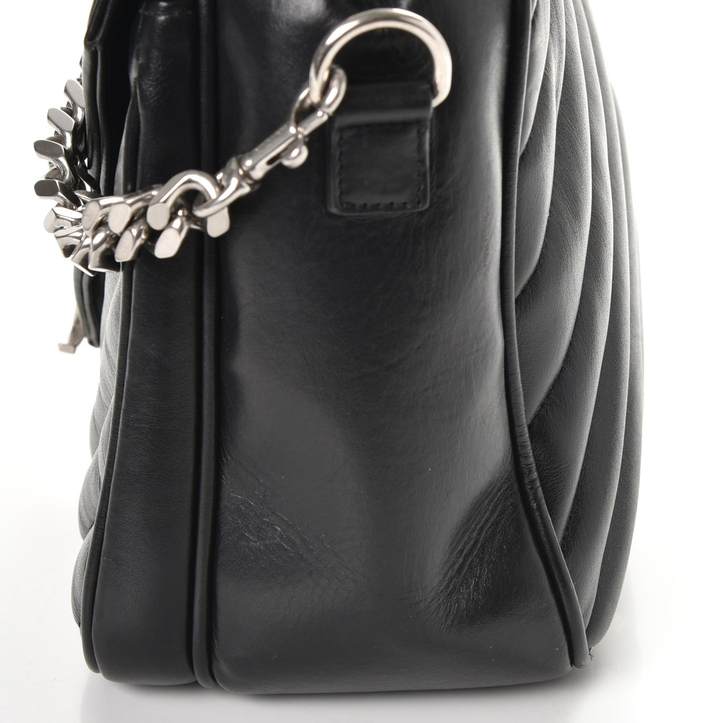 Calfskin Y Quilted Monogram Loulou Shoulder Bag Black