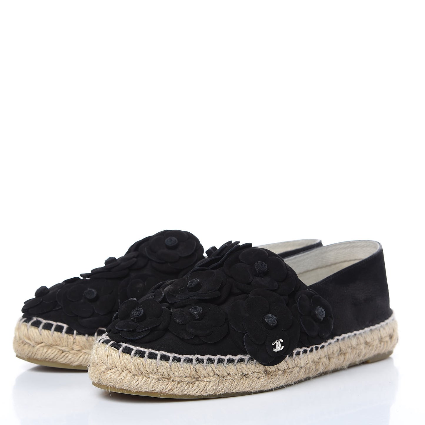 Suede Camellia CC Espadrilles 38 Black