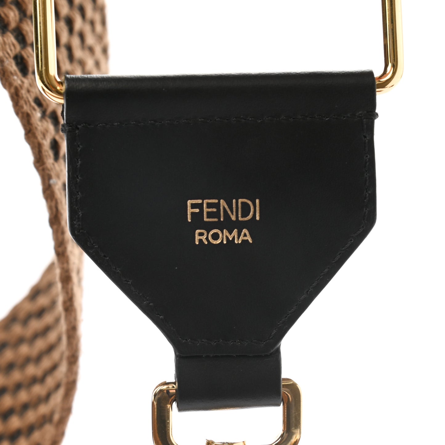 Ribbon Vitello King Logo Embossed Gingham Woven Adjustable Strap You Panna Black