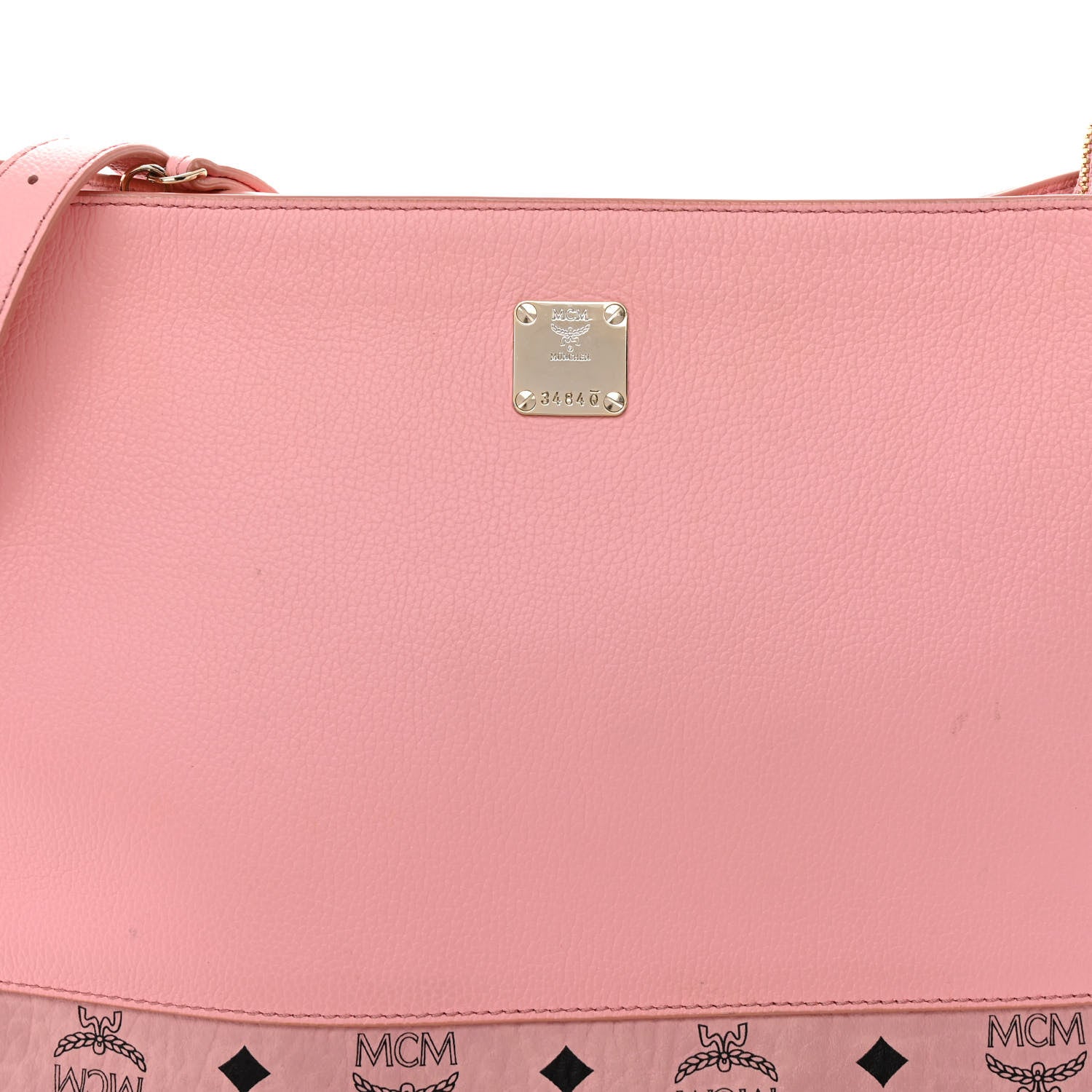 MCM Calfskin Visetos Anni Medium Hobo Bag Soft Pink 7 of 9