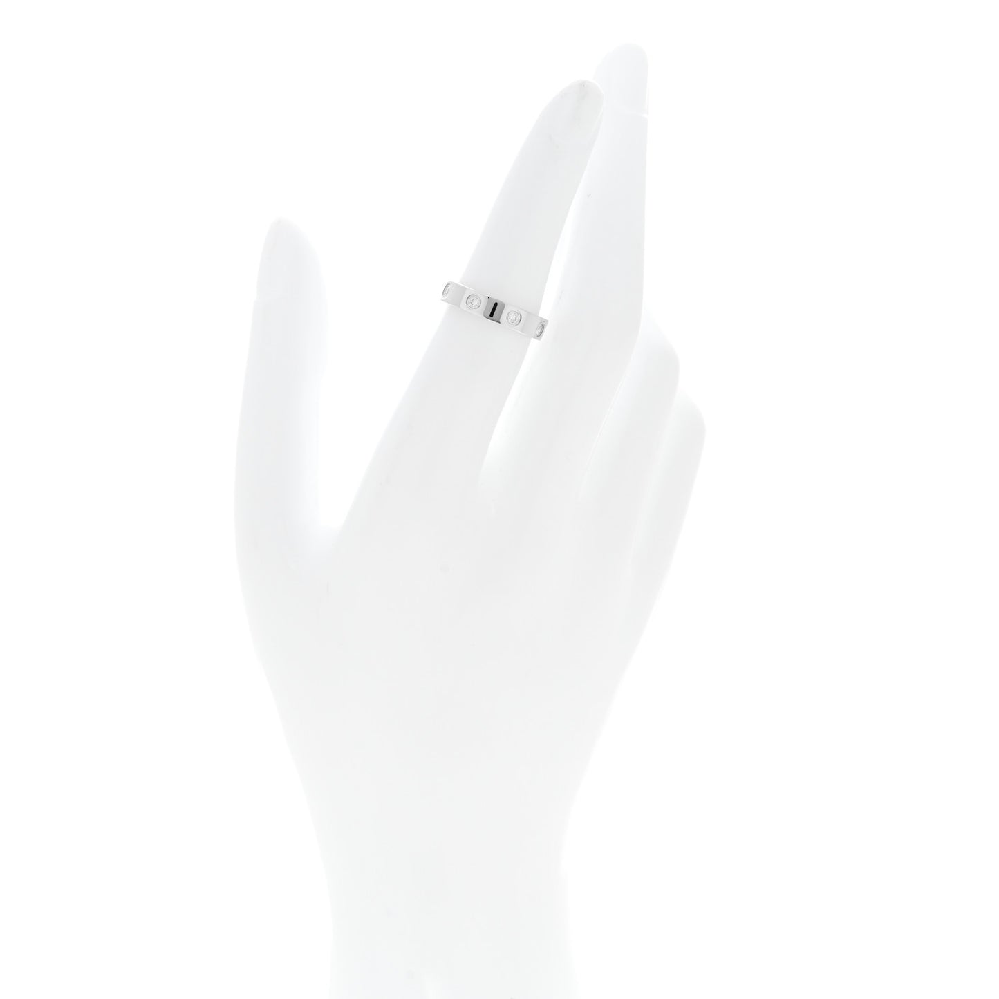 18K White Gold 8 Diamond 4mm Wedding Band LOVE Ring 51 5.75