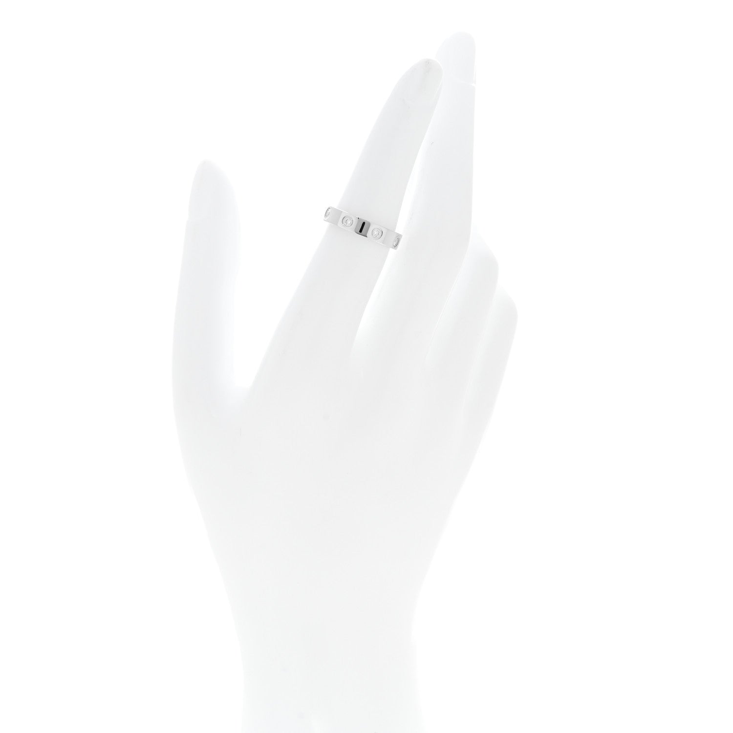 Cartier 18K White Gold 8 Diamond 4mm Wedding Band LOVE Ring 51 5.75 2 of 5