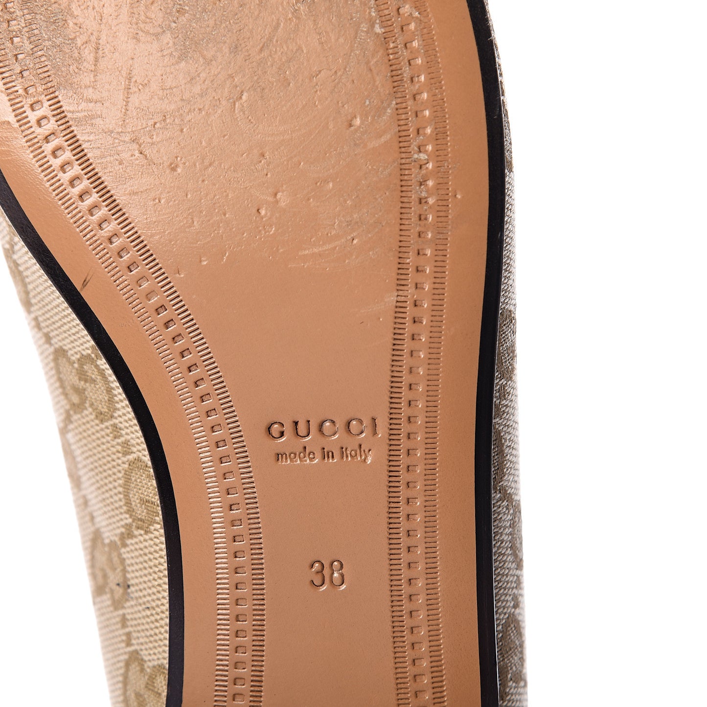 Canvas GG Monogram Horsebit Womens Jordaan Loafers 38 New Sand Friky Taupe
