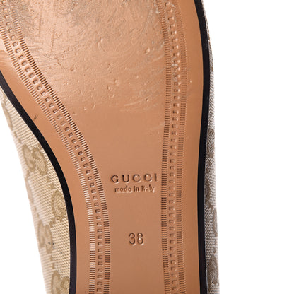 Gucci Canvas GG Monogram Horsebit Womens Jordaan Loafers 38 New Sand Friky Taupe 6 of 7