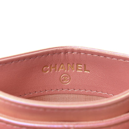 Chanel Iridescent Calfskin Quilted Chanel 19 Card Holder Pink 6 of 9