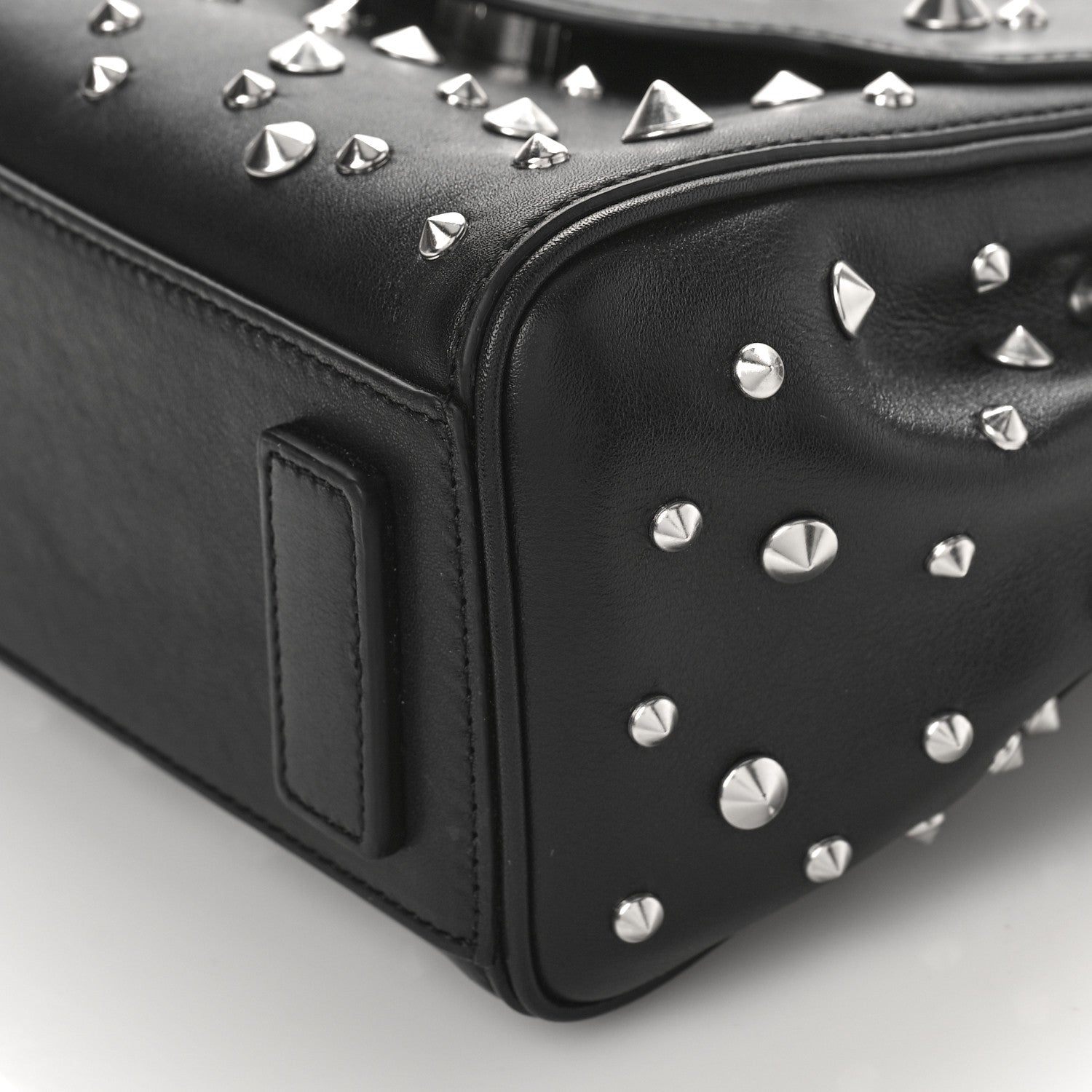 Versace Grained Calfskin Spiked Small La Medusa Top Handle Bag Black 8 of 8
