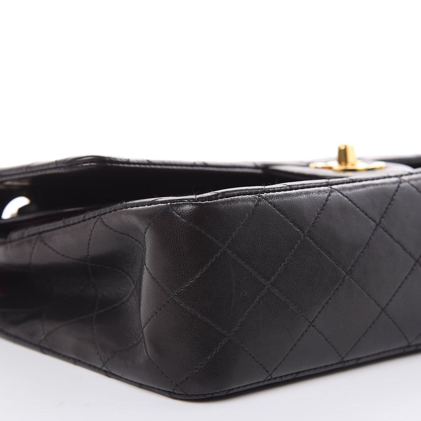 Lambskin Quilted Medium Double Flap Black