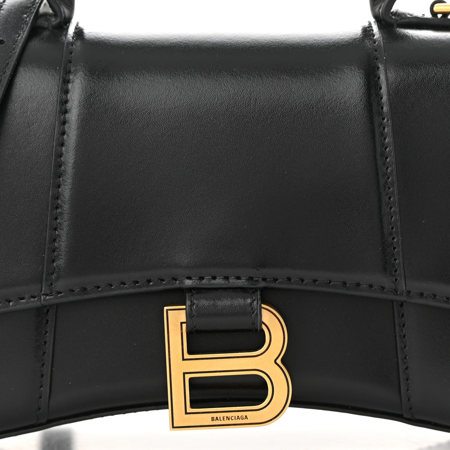 Balenciaga Shiny Box Calfskin Hourglass Top Handle Bag XS Black 8 of 11