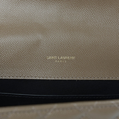 Saint Laurent Grain De Poudre Textured Mixed Matelasse Medium Triquilt Monogram Satchel Taupe 6 of 11