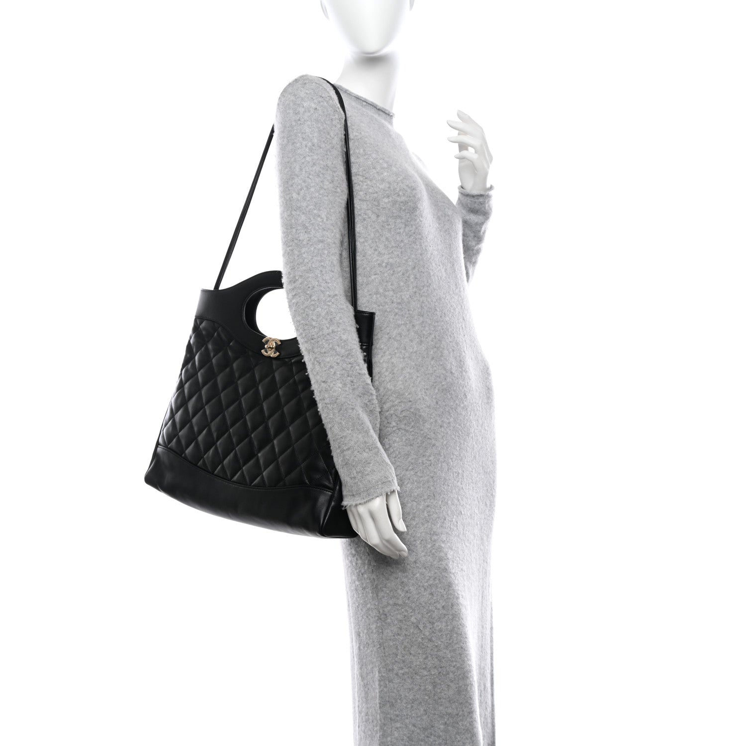 Chanel Lambskin Quilted Large 31 Shopping Bag Black 2 of 10