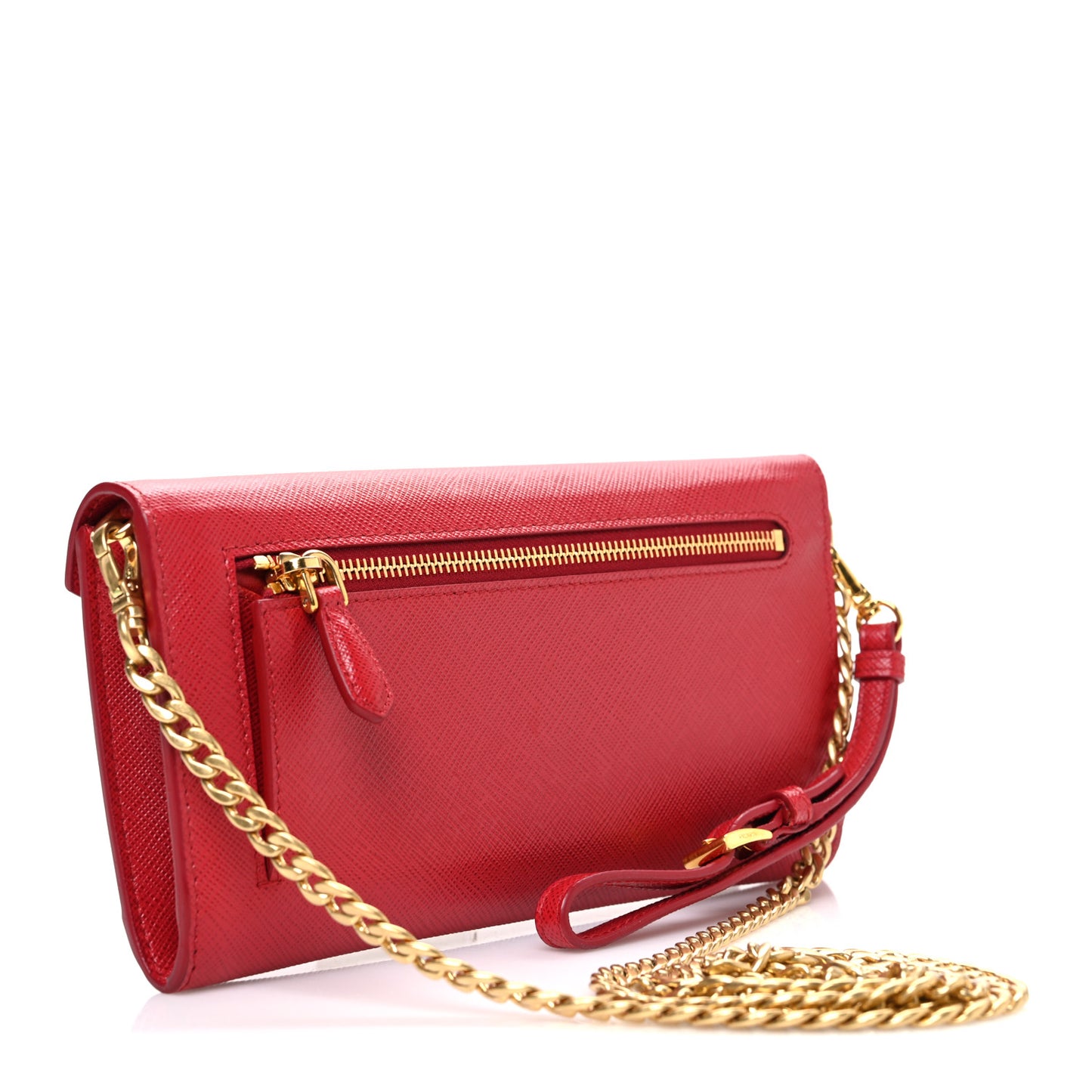 Saffiano Metal Envelope Wristlet Crossbody Wallet Fuoco