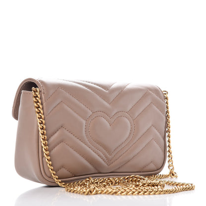Gucci Calfskin Matelasse Super Mini GG Marmont Shoulder Bag Porcelain Rose 3 of 8