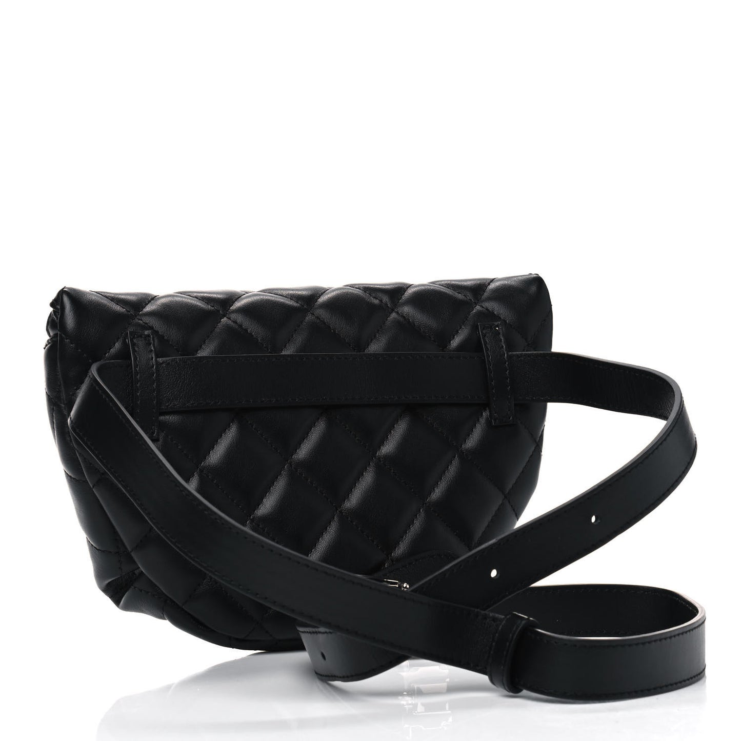Calfskin Quilted Waist Belt Bag Black