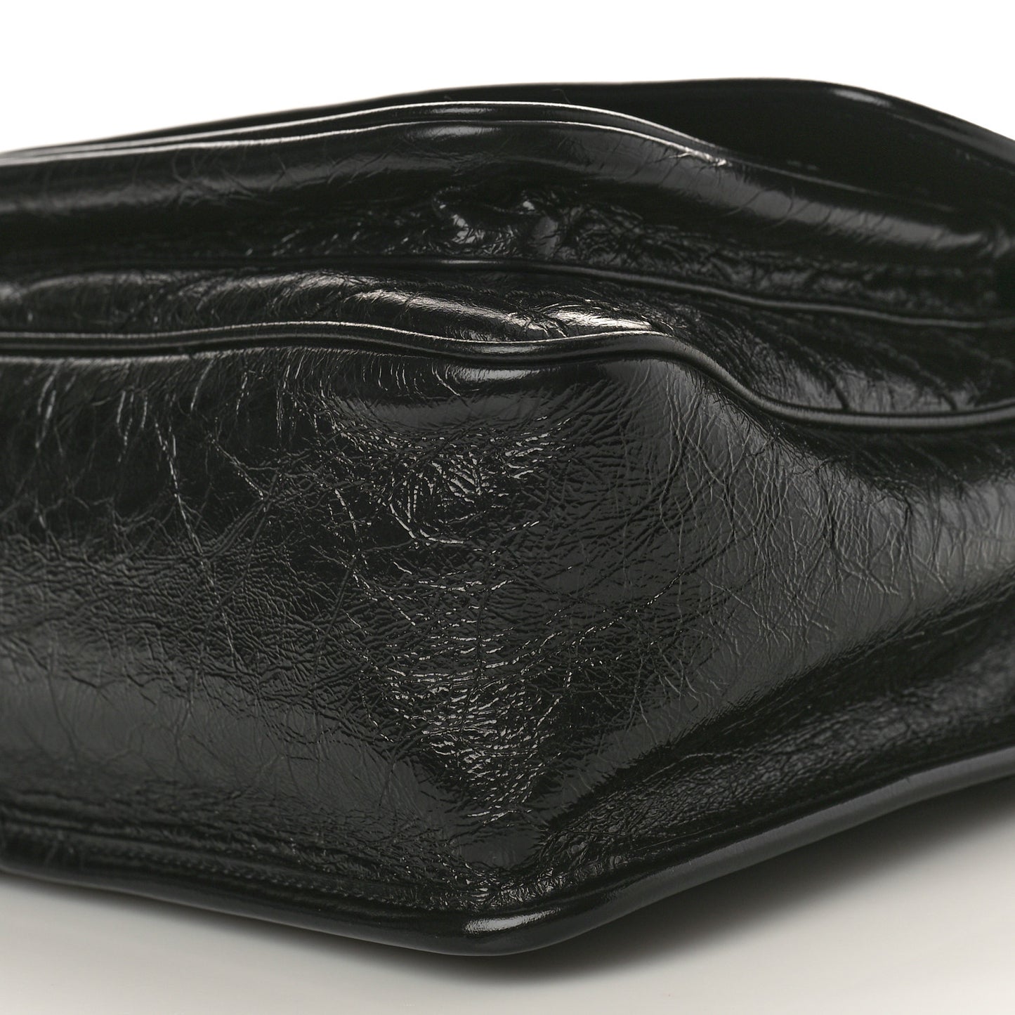 Crinkled Calfskin Matelasse Monogram Medium Niki Chain Satchel Black