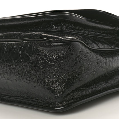 Saint Laurent Crinkled Calfskin Matelasse Monogram Medium Niki Chain Satchel Black 9 of 10