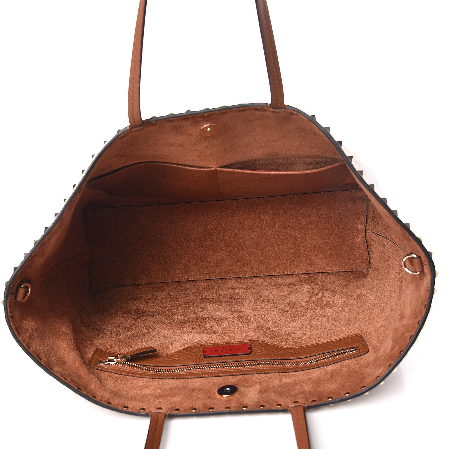 Valentino Garavani Grained Calfskin Rockstud Shoulder Tote Bright Cognac 5 of 9