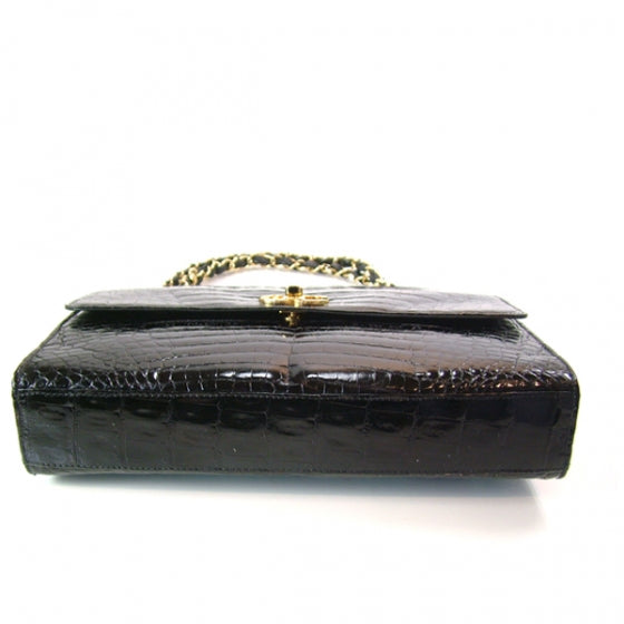 Vintage Alligator Jumbo Flap Black