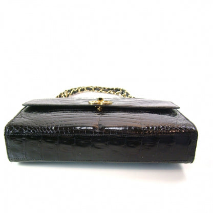 Chanel Vintage Alligator Jumbo Flap Black 5 of 10