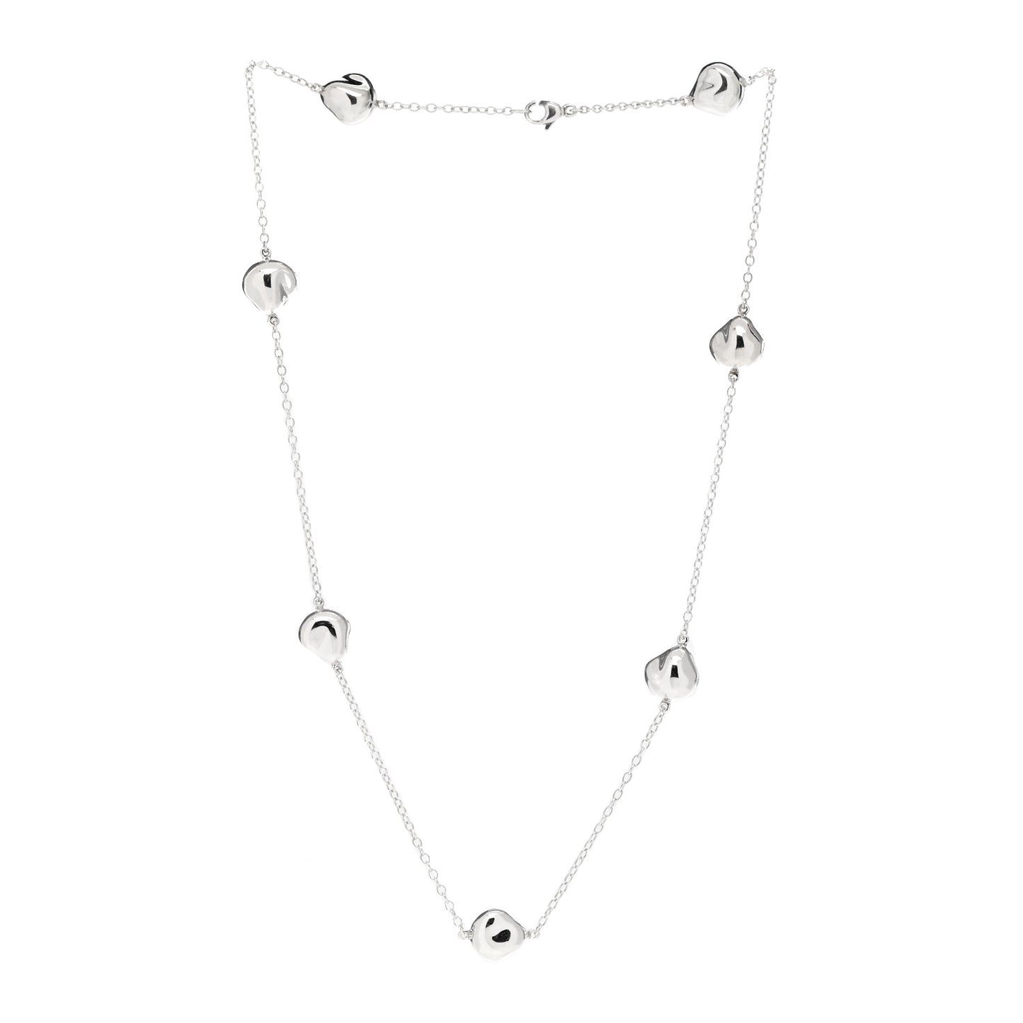 Sterling Silver 10mm Elsa Peretti Nugget Station Necklace