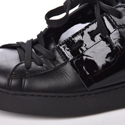 Valentino Garavani Calfskin Patent Rockstud Open Sneakers 38 Black 9 of 11
