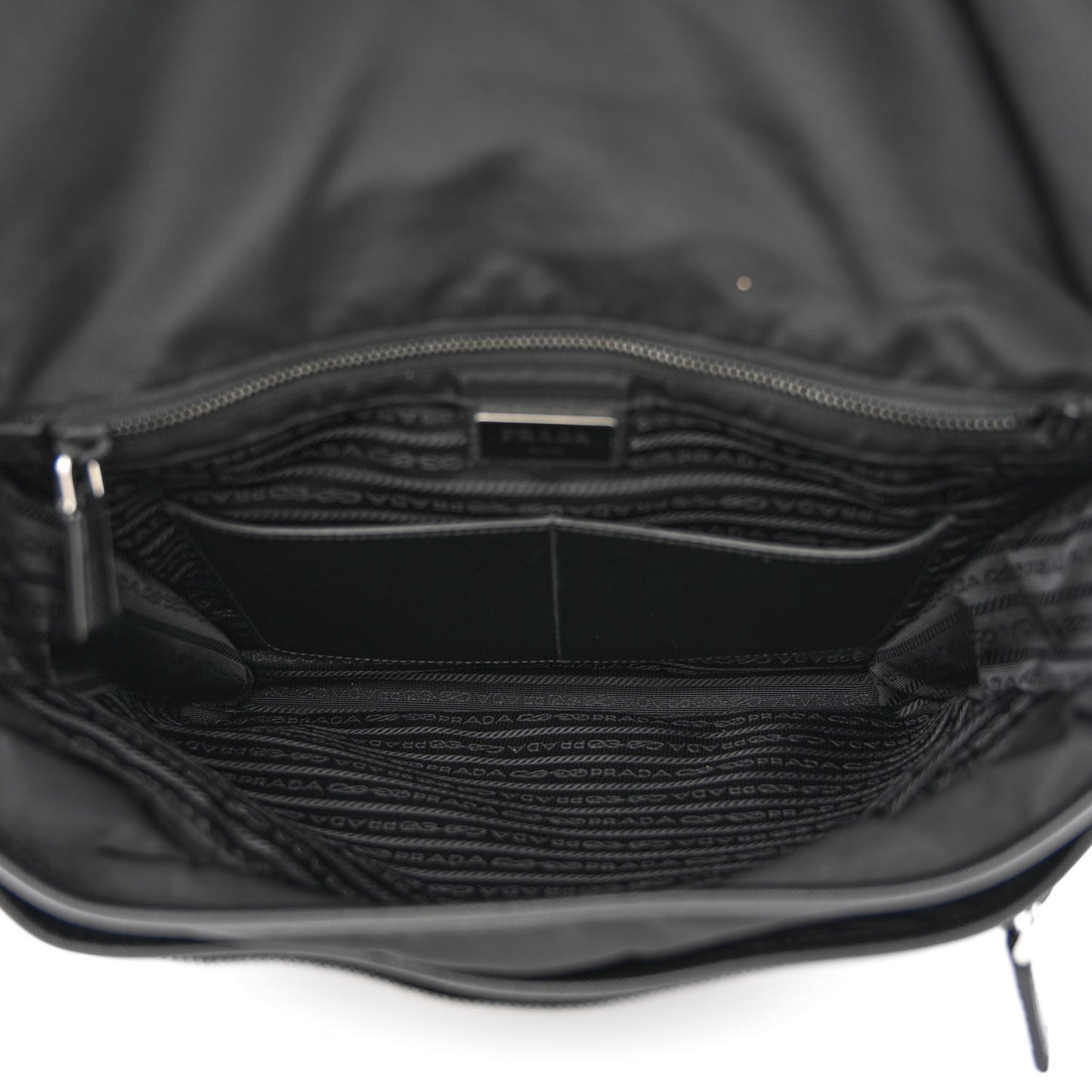 Tessuto Nylon Saffiano Large Double Snap Buckle Messenger Bag Black