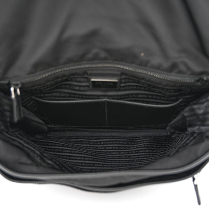 Prada Tessuto Nylon Saffiano Large Double Snap Buckle Messenger Bag Black 5 of 11