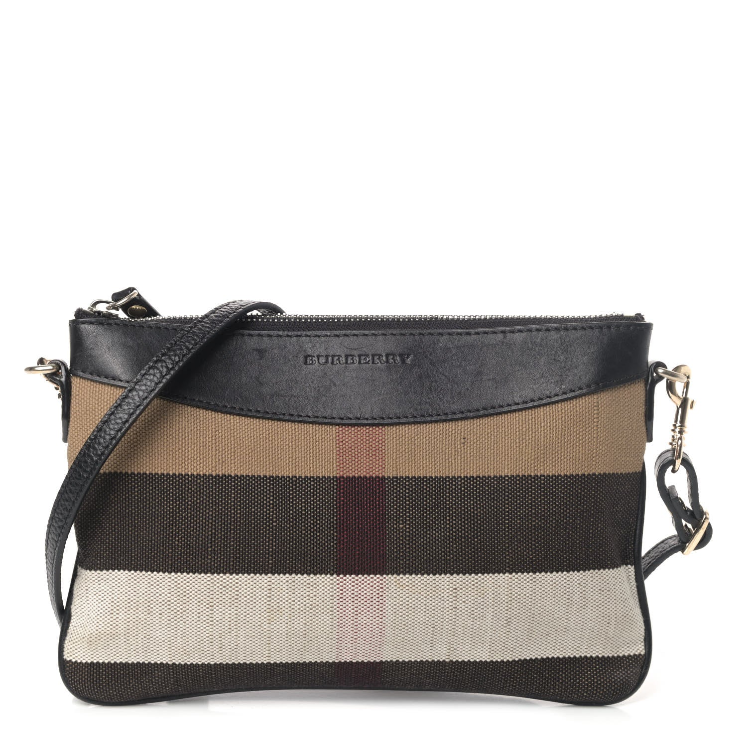 Burberry House Check Derby Peyton Crossbody Clutch Bag Black 1 of 4