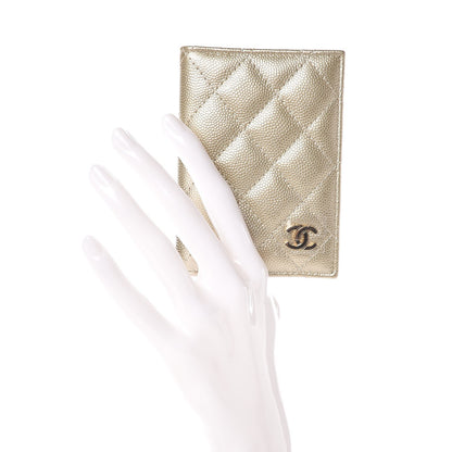 Chanel Metallic Caviar Quilted Card Holder Wallet Gold 2 of 8