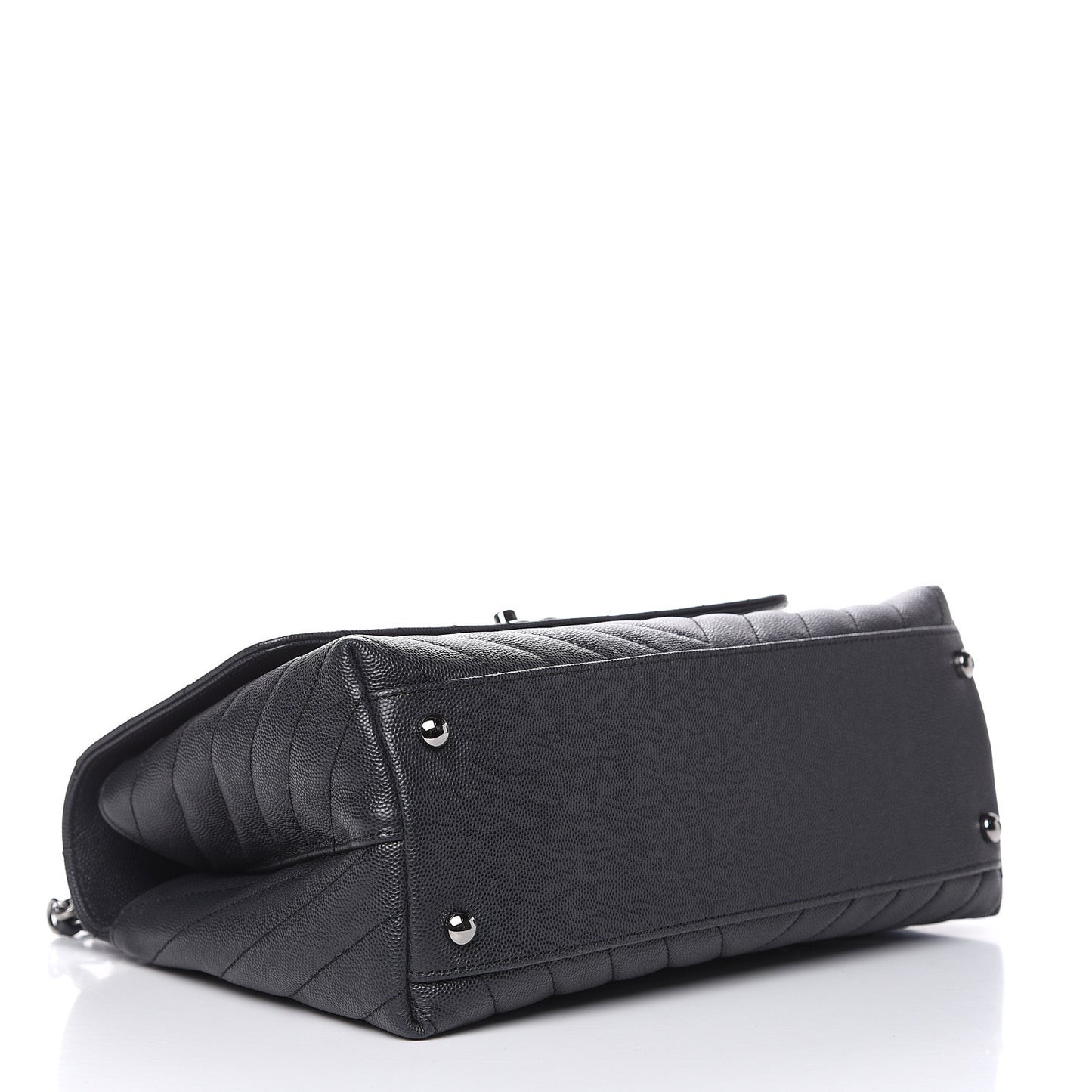 Caviar Chevron Quilted Small Coco Handle Flap Dark Grey