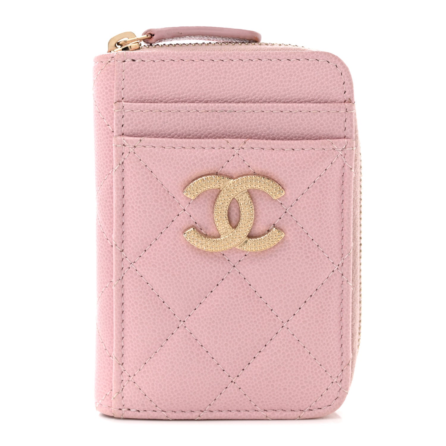 Chanel Caviar Quilted Zip Card Holder Pink 1 of 8