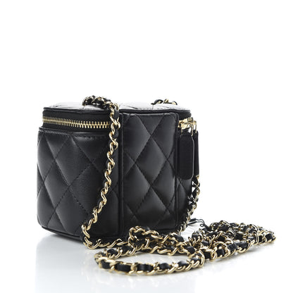 Chanel Lambskin Quilted Mini Vanity Case With Chain Black 2 of 8