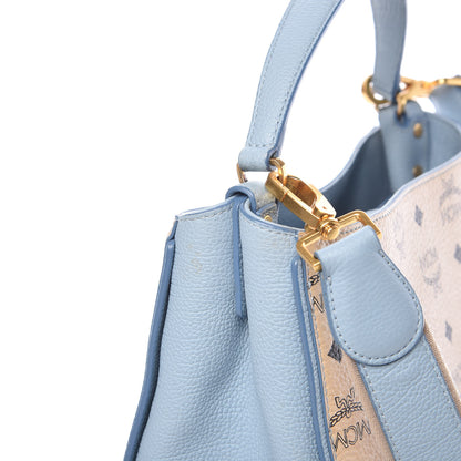 MCM Visetos Small Corina Shoulder Bag Beige Sky Blue 10 of 19