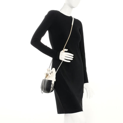 Chanel Aged Calfskin Quilted Small Gabrielle Bucket White Black 2 of 8