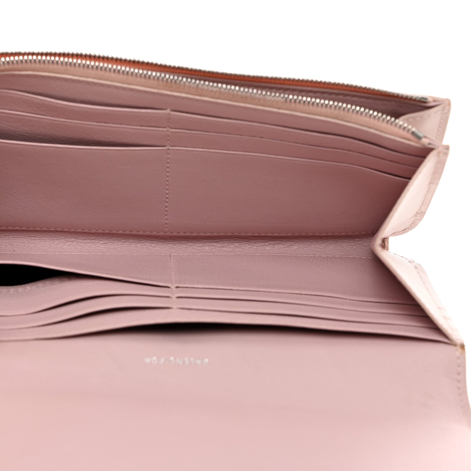 Balenciaga Calfskin Logo Cash Thin Money Wallet Light Rose Black 5 of 12