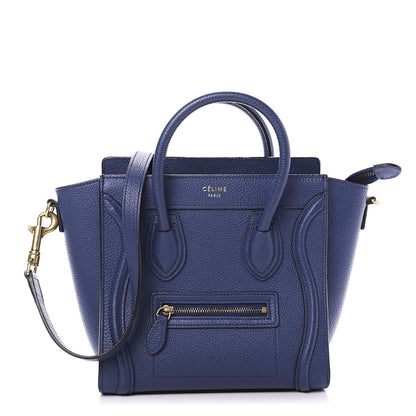 Celine Drummed Calfskin Nano Luggage Indigo 1 of 9