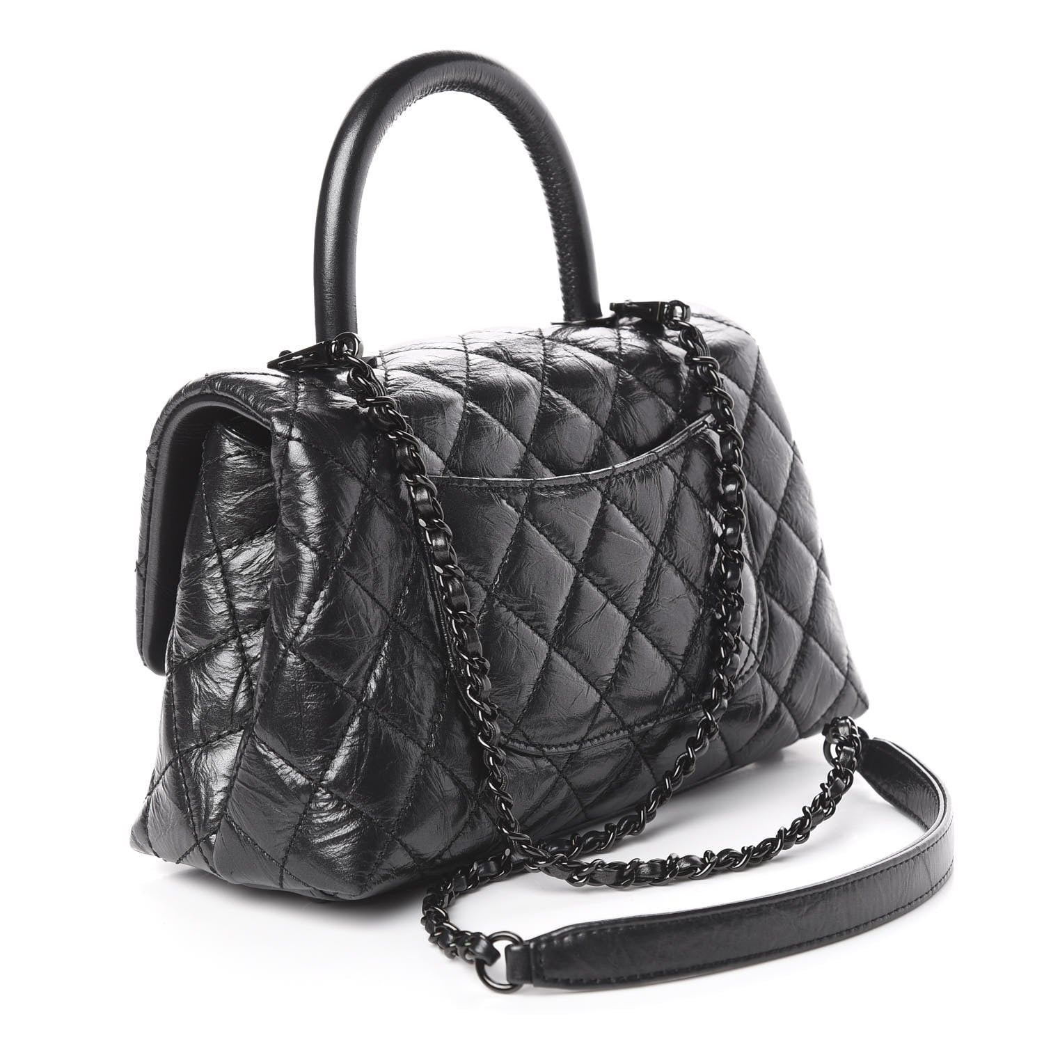 Chanel Aged Calfskin Quilted Mini Coco Handle Flap So Black 2 of 10