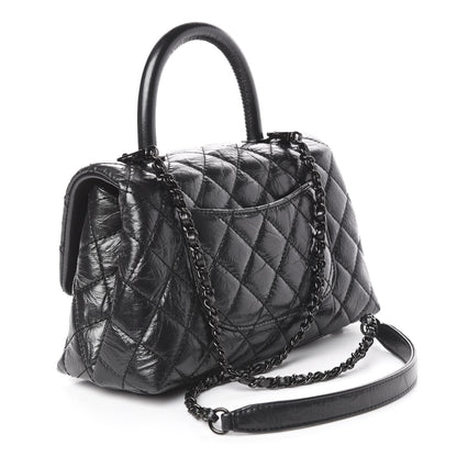 Chanel Aged Calfskin Quilted Mini Coco Handle Flap So Black 2 of 10