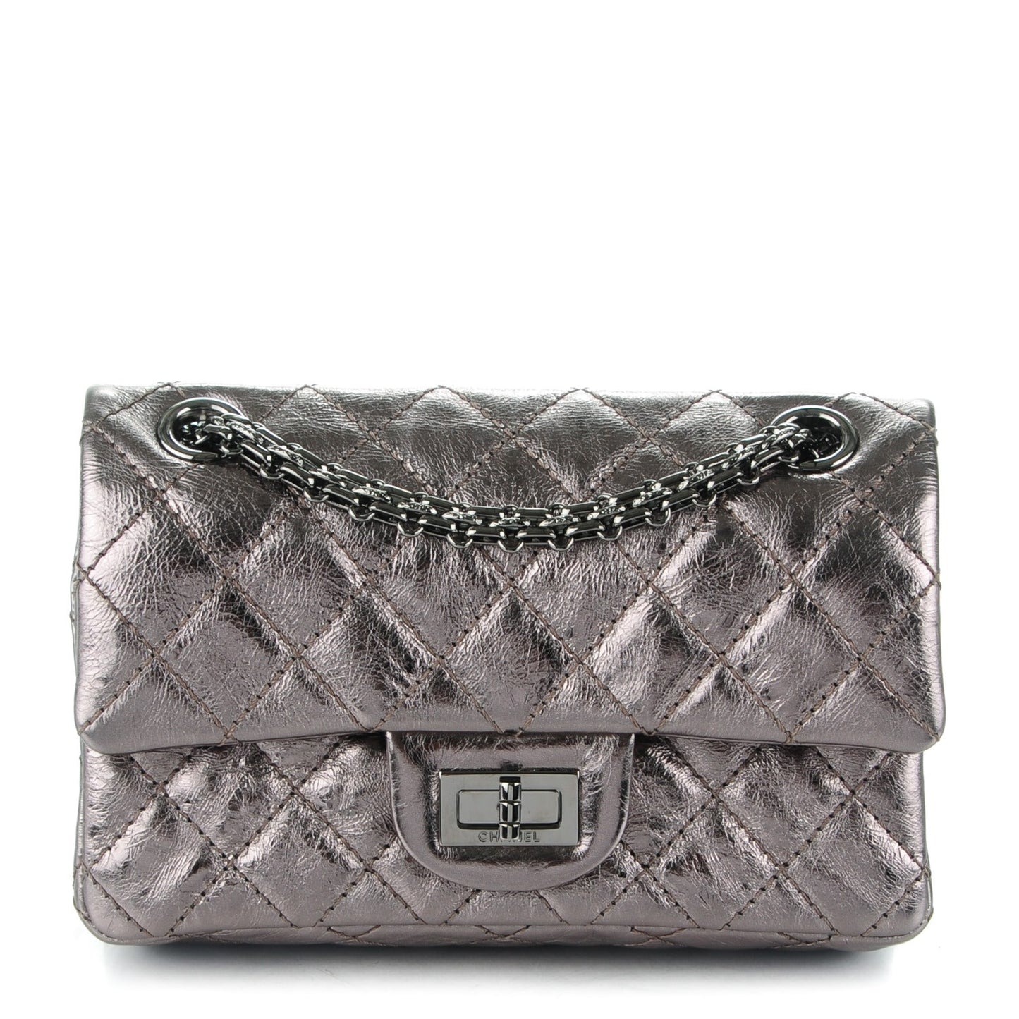 Metallic Aged Calfskin 2.55 Reissue 224 Flap Silver