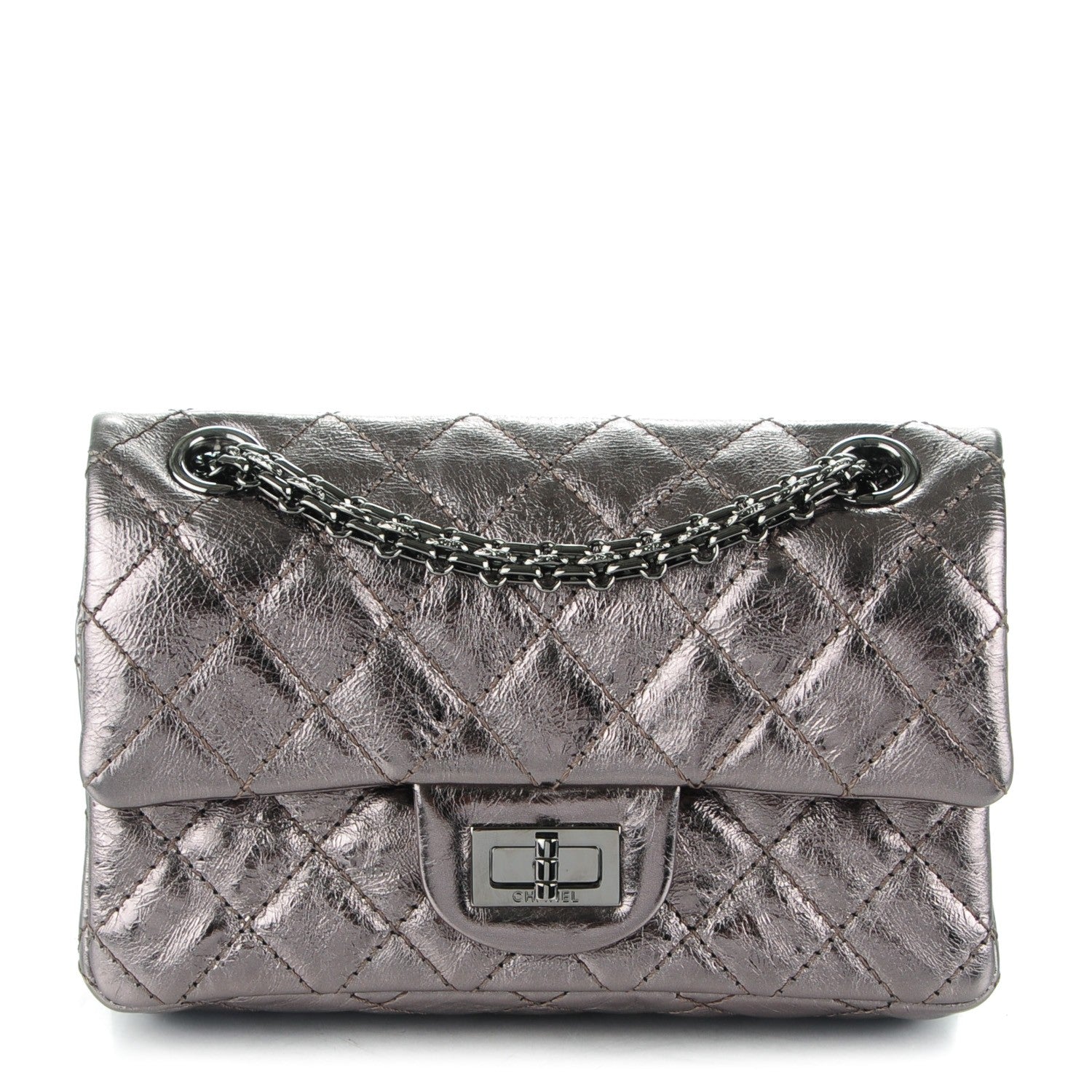 Chanel Metallic Aged Calfskin 2.55 Reissue 224 Flap Silver 1 of 8