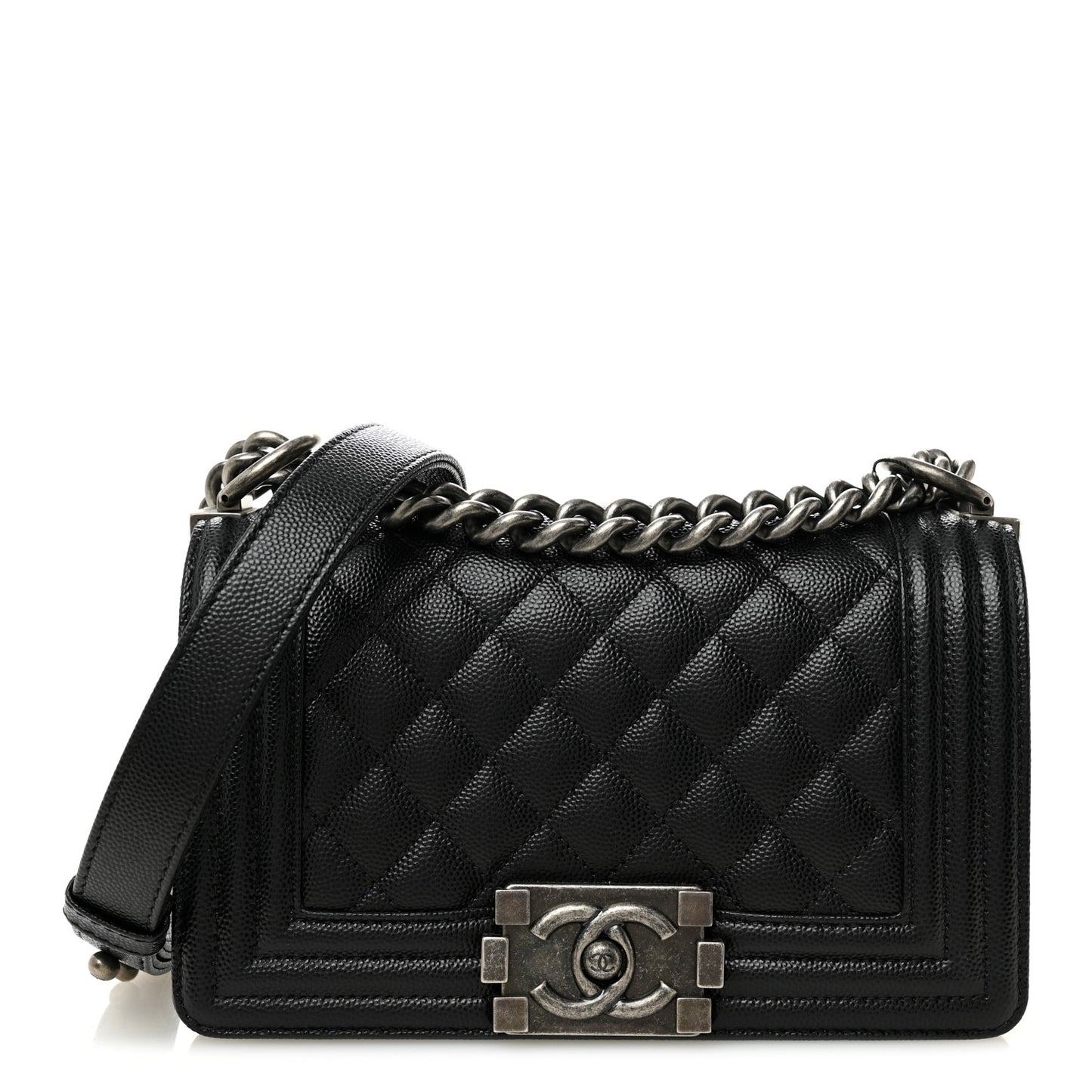 Caviar Quilted Small Boy Flap Black