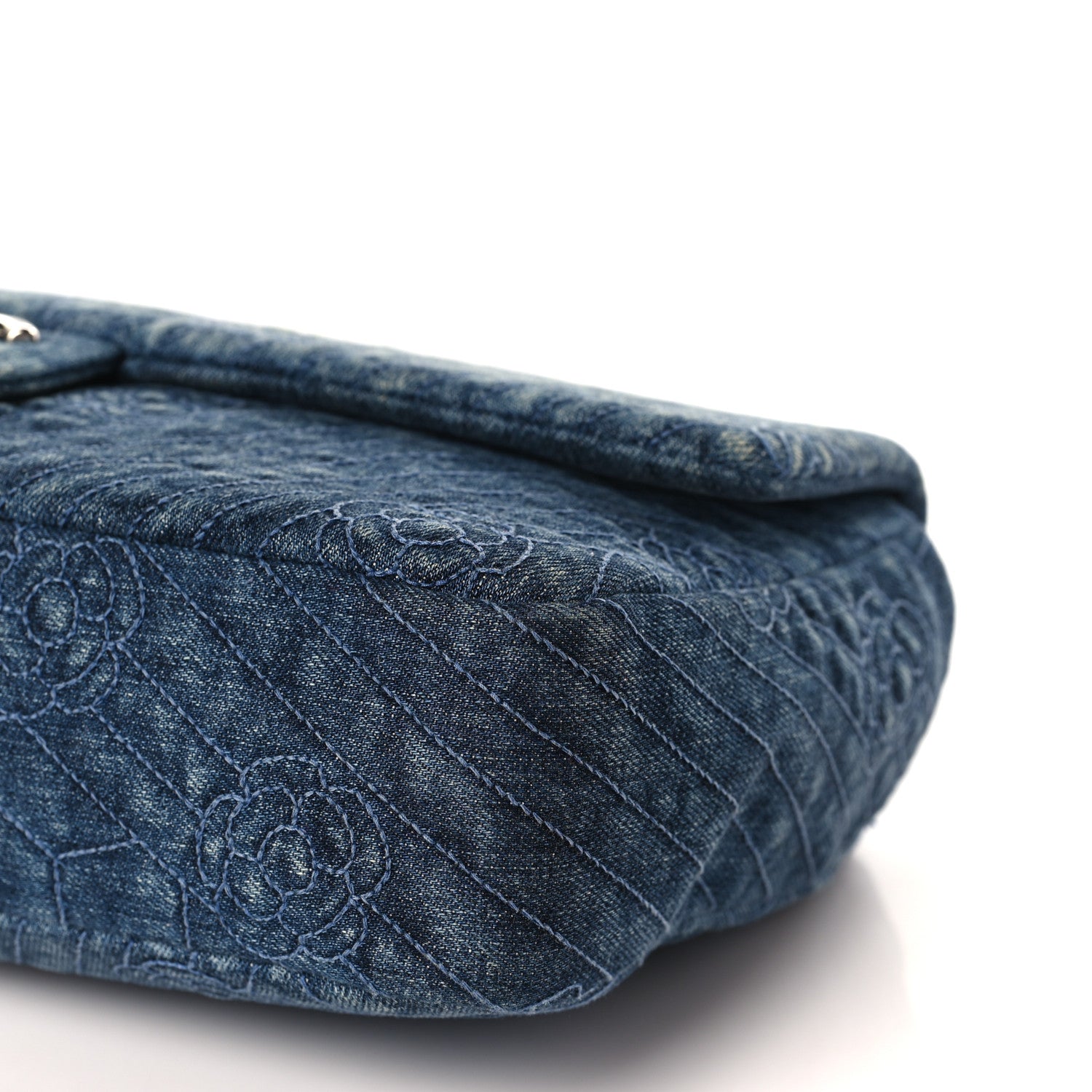 Chanel Denim Camellia Embroidered Large Flap Blue 9 of 9