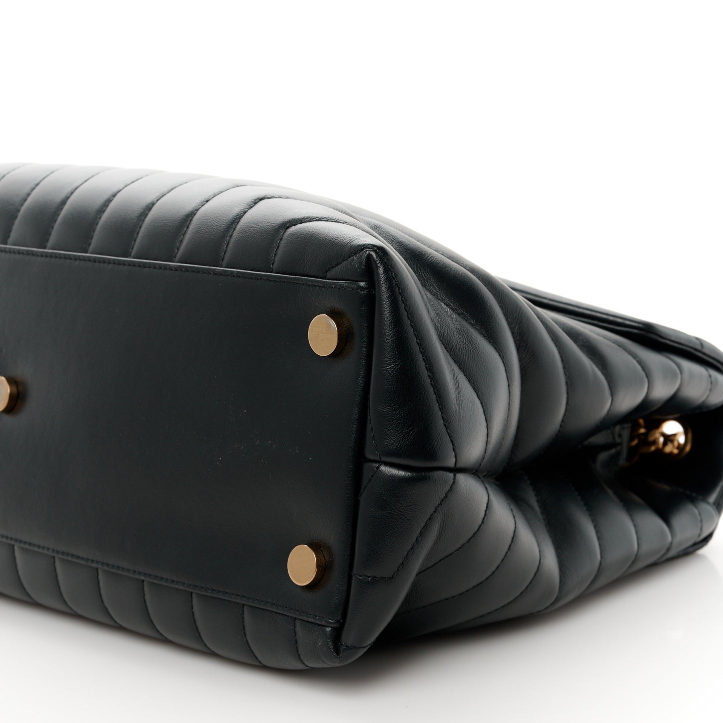 Calfskin Y Quilted Monogram Large Loulou Chain Satchel Black